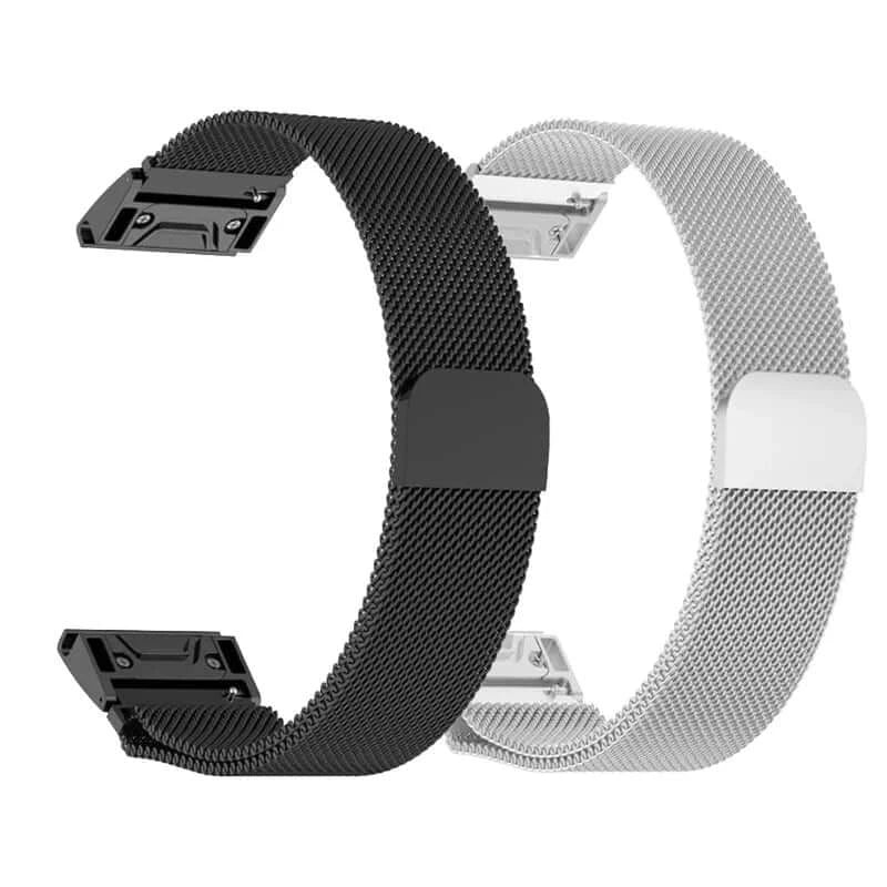 Garmin QuickFit Magnetic Milanese Mesh Band in Black and Silver