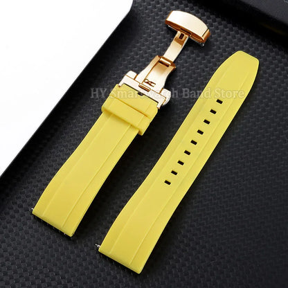 Garmin Silicone Butterfly Clasp Band in Yellow with Gold Clasp