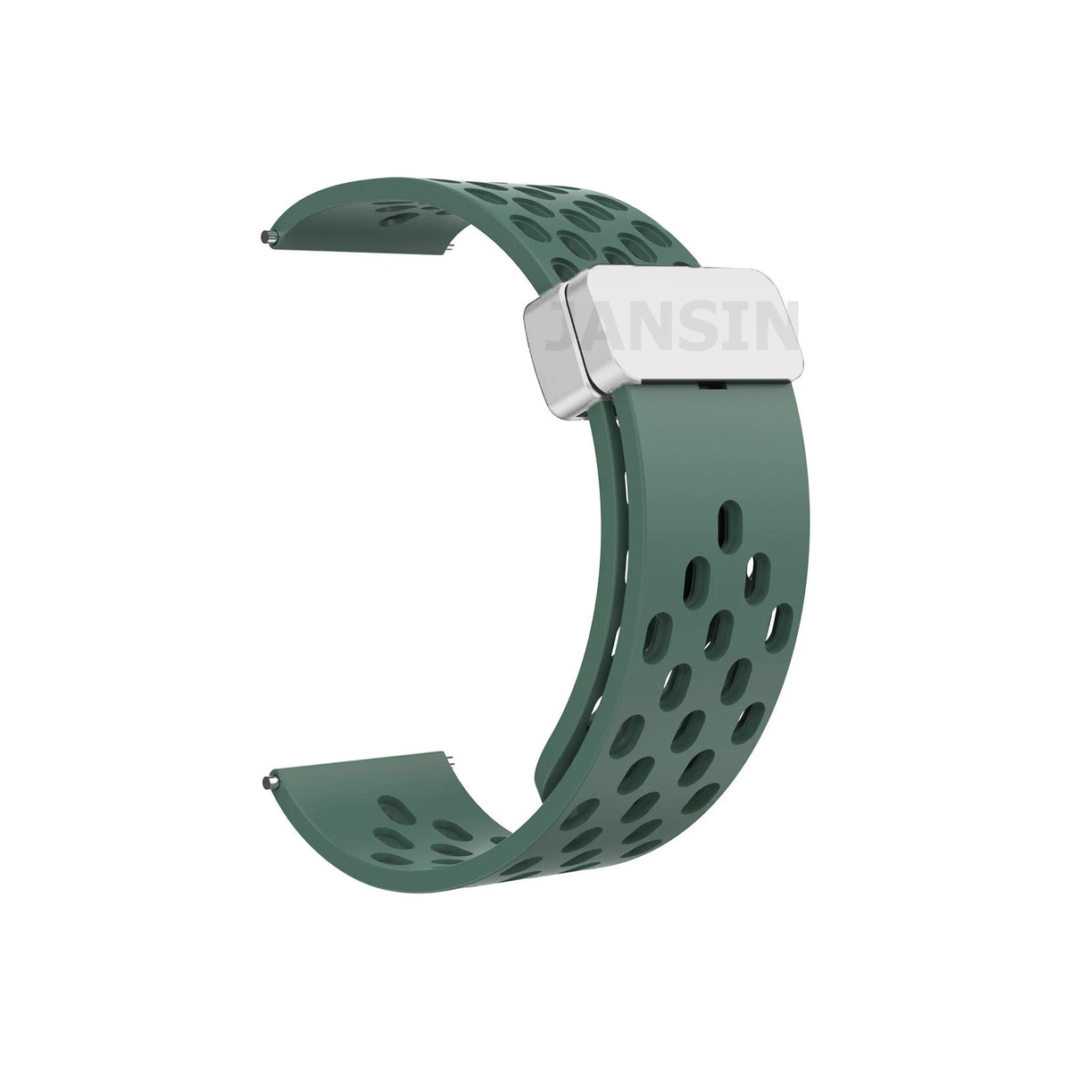 COROS Perforated Silicone Band with Magnetic Clasp – Pine Green / Silver Clasp