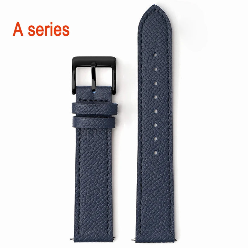 Garmin Epsom Leather Band in Navy Blue with Black Buckle