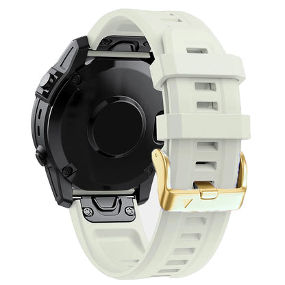 Off White Garmin QuickFit 20mm Silicone Band with Gold-Tone Buckle