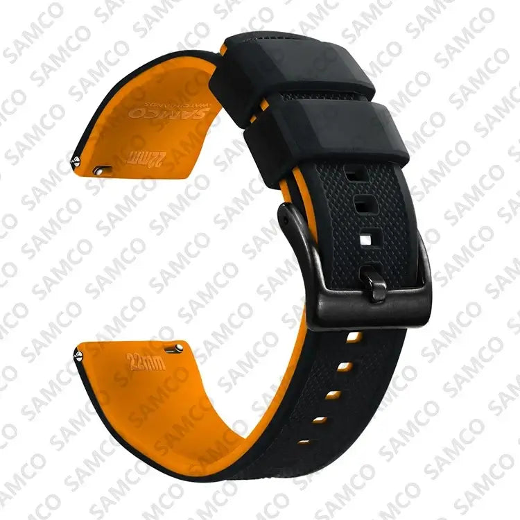 Amazfit Textured Silicone Band with Buckle Choices — Black / Orange / Black Buckle