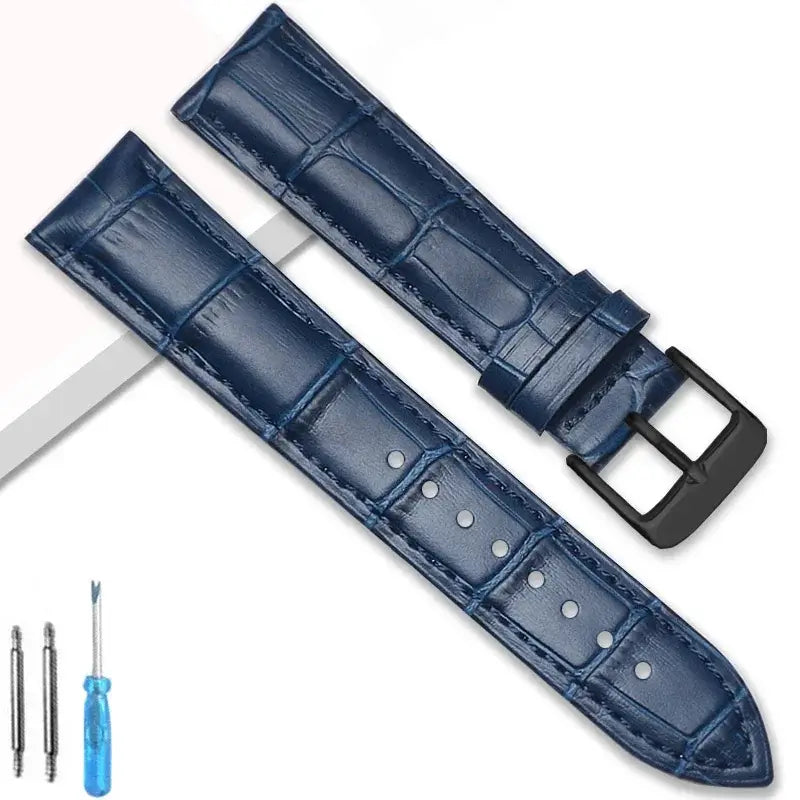 Suunto Crocodile-Embossed Leather Buckle Band – Navy Blue / Black Buckle