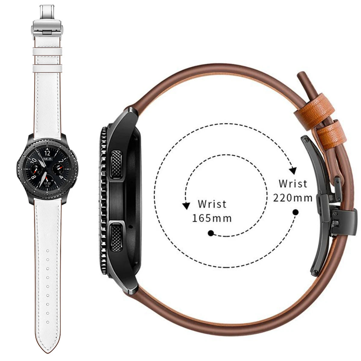 Google Pixel Watch 5, 4 and 3 45mm Leather Band, Butterfly Clasp — material detail