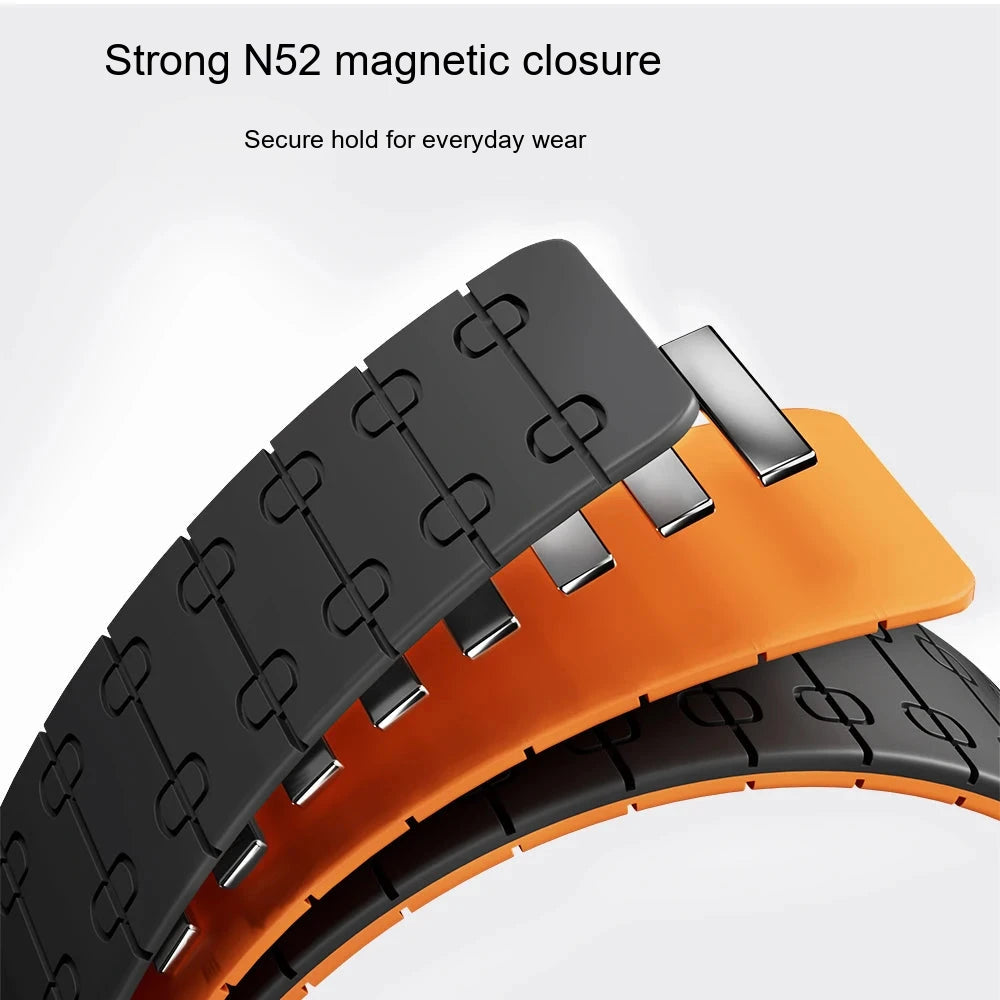 Samsung Galaxy Silicone Link Watch Band – Magnetic for Ultra/Ultra2/Watch8/Watch8 Classic/Watch9 showing durable silicone design.