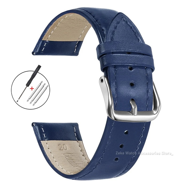 Garmin Slim Calfskin Band in Navy Blue with Silver Buckle