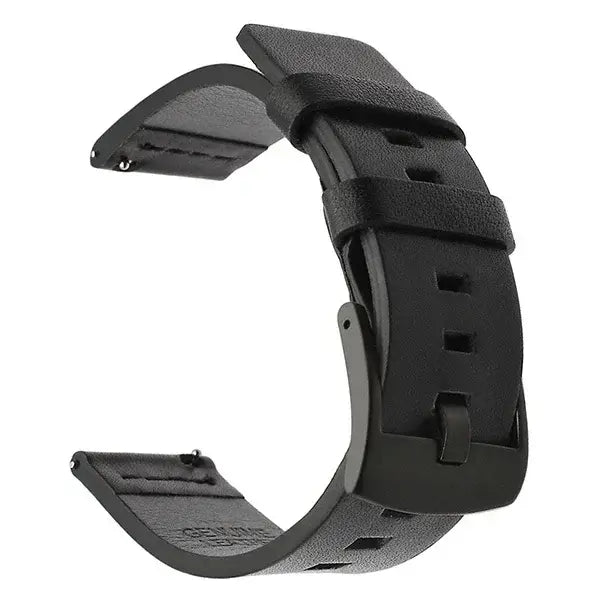 Amazfit Leather Band with Square Adjustment Holes — Black / Black Buckle