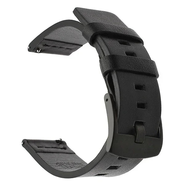 Polar Leather Band with Square Adjustment Holes — Black / Black Buckle