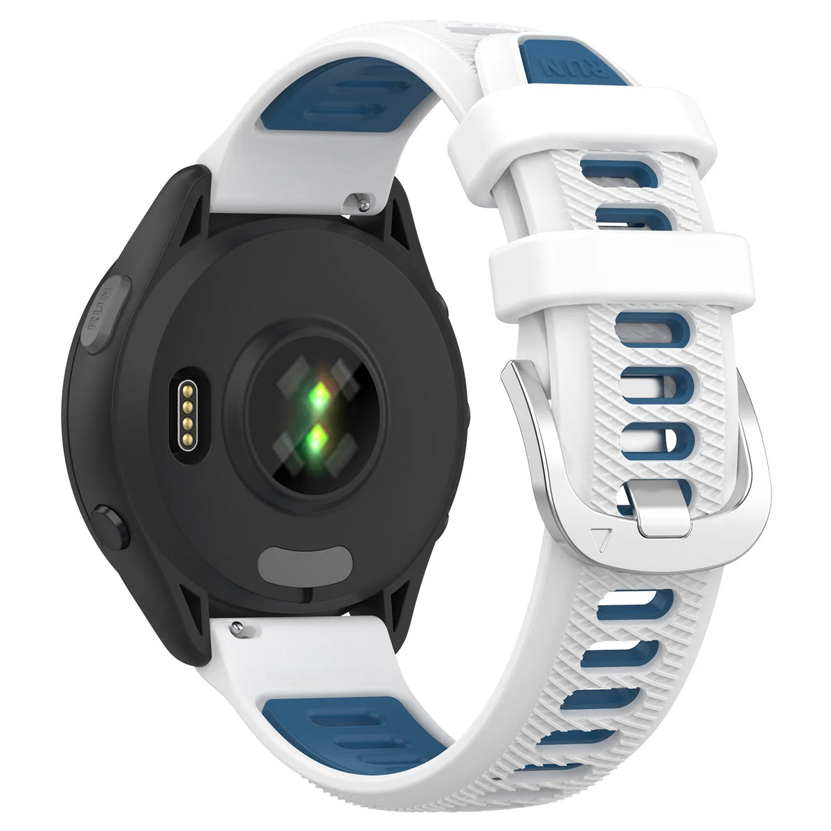 COROS Two-Tone Silicone Band with Silver Buckle – White / Blue
