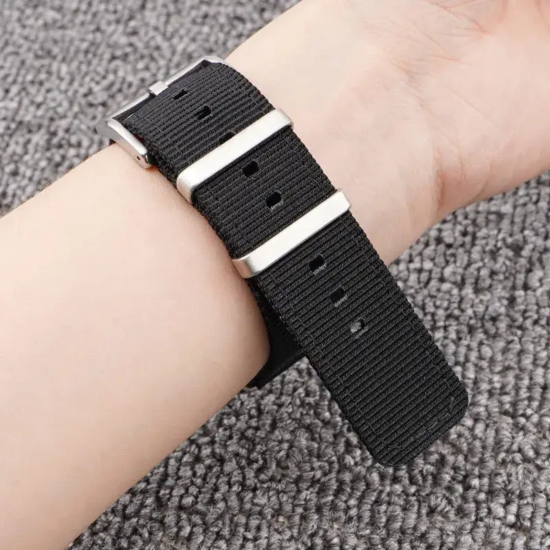 Suunto Nylon Band with Twin Metal Keepers - Black strap worn on wrist