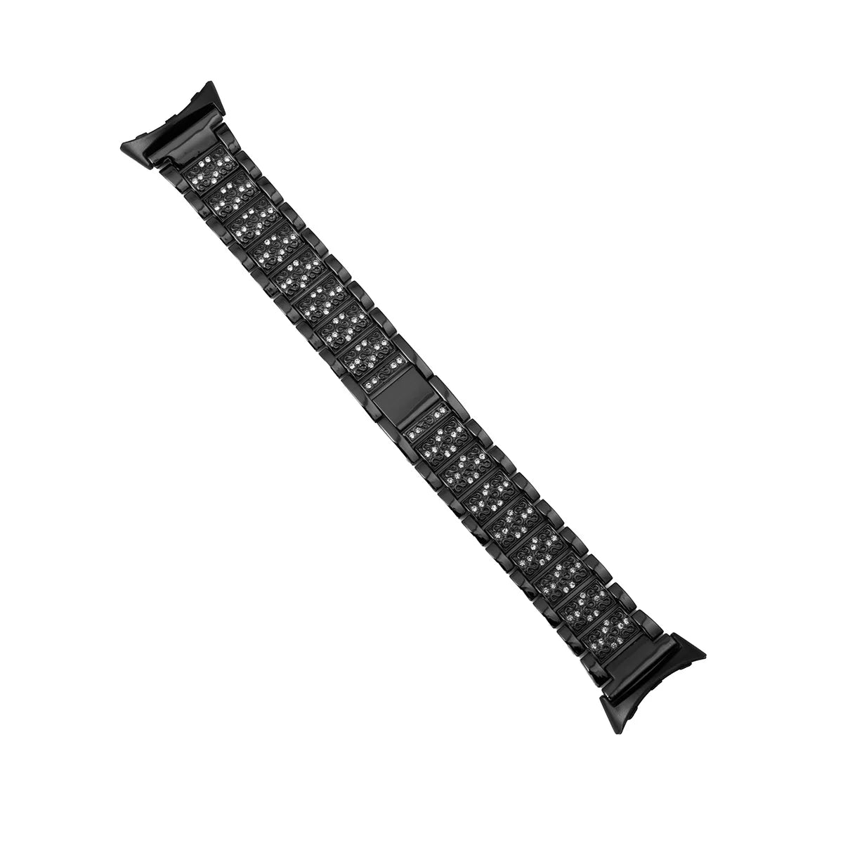 Black Google Pixel Watch 5, 4 and 3 Rhinestone Stainless Steel Link Band