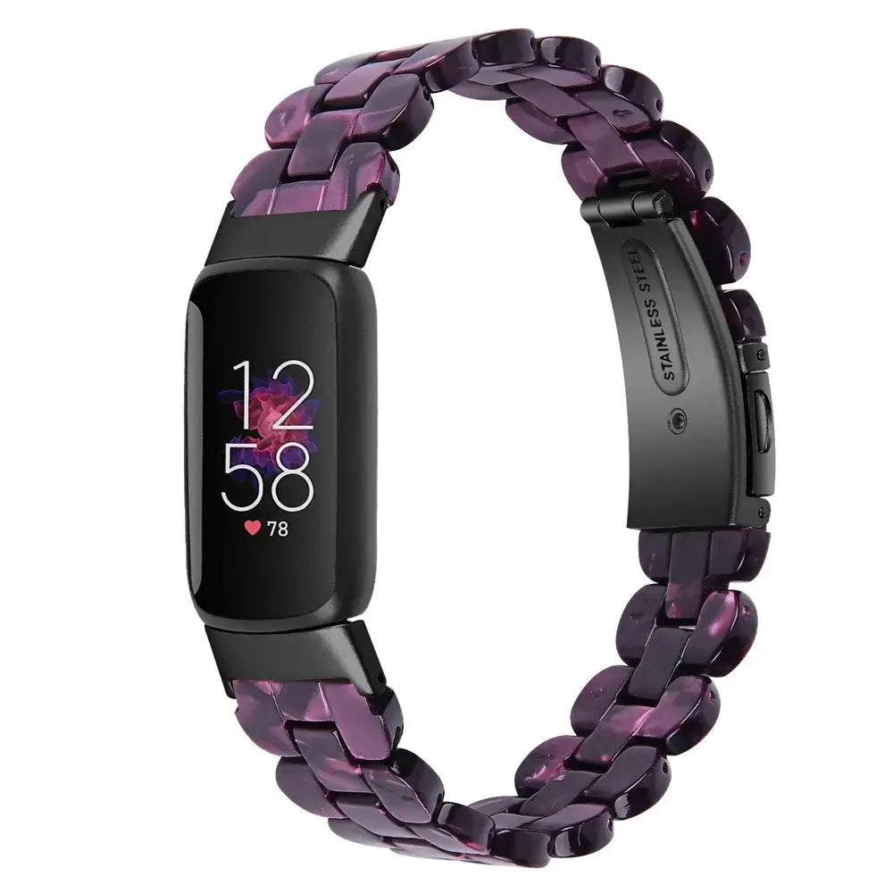 Fitbit Luxe Marbled & Tortoiseshell Resin Band - Purple Marble / Black