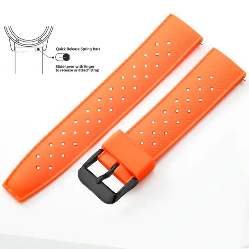 Tropic Silicone Band for Amazfit – Orange / Black Buckle (Option 4)