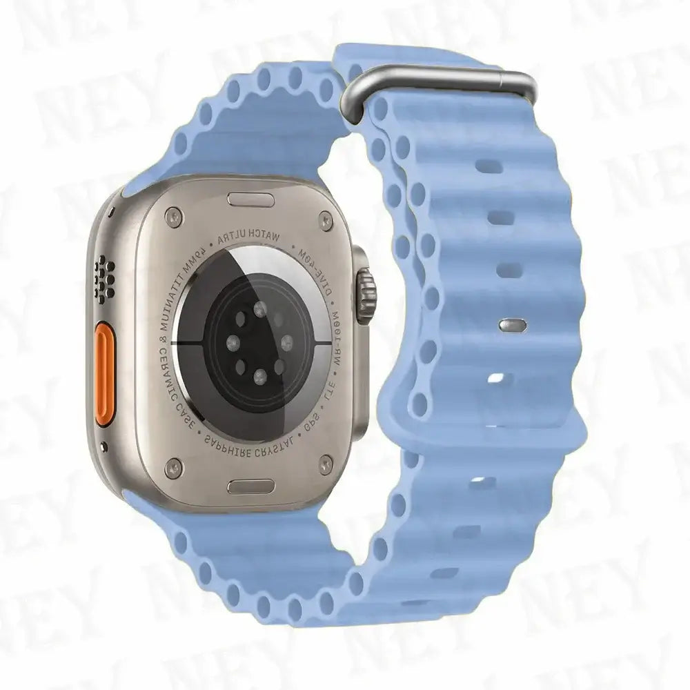 Light Blue tubular silicone Apple Watch band