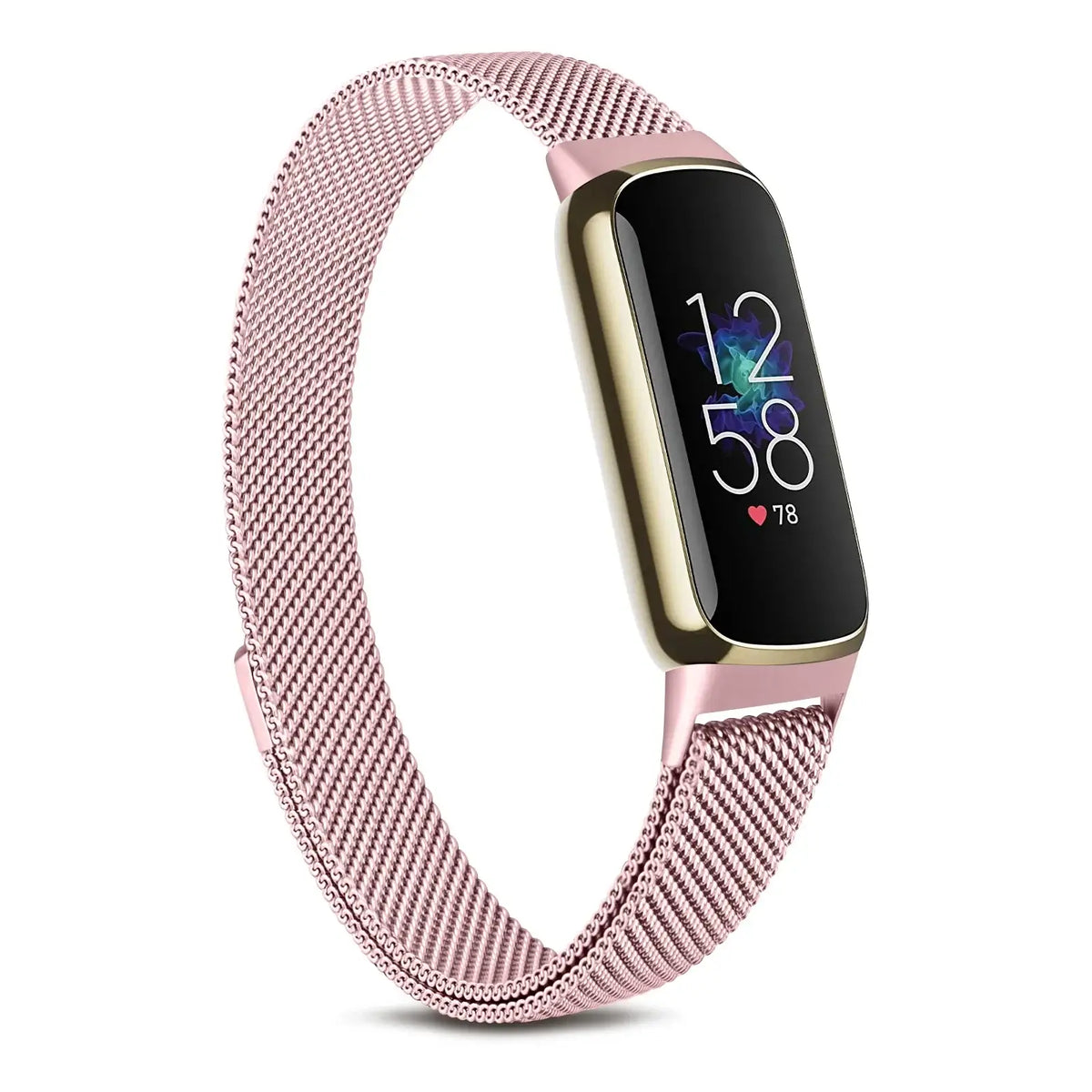 Fitbit Luxe Magnetic Stainless Steel Mesh Band - Rose Pink