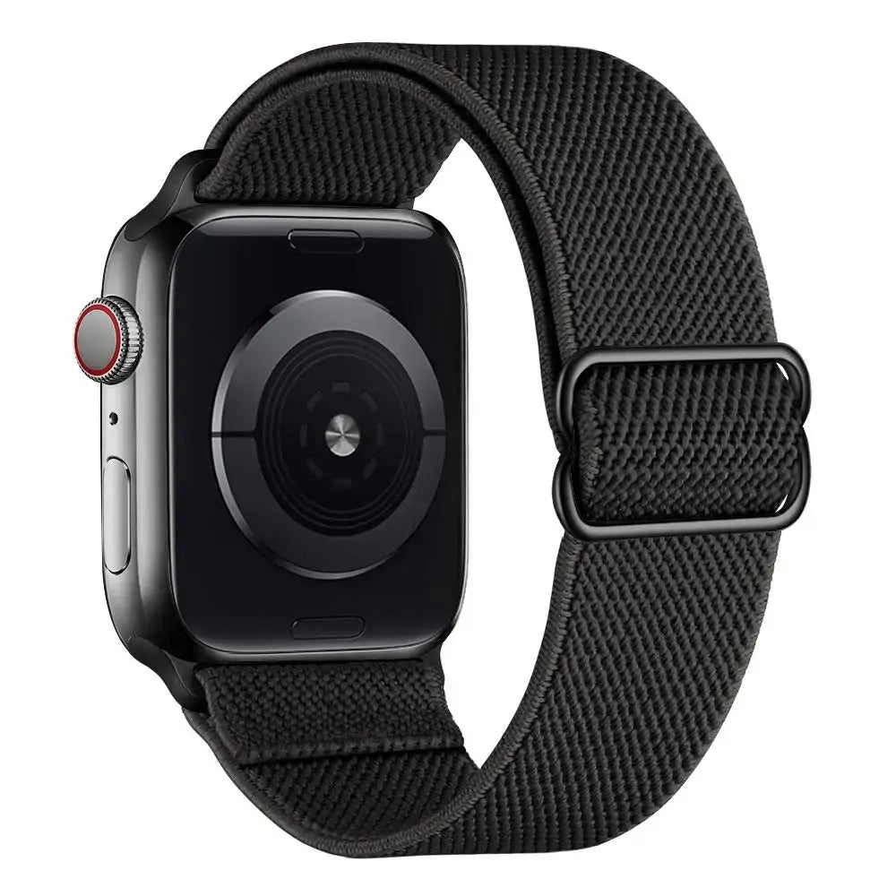 Black adjustable stretch nylon Apple Watch band