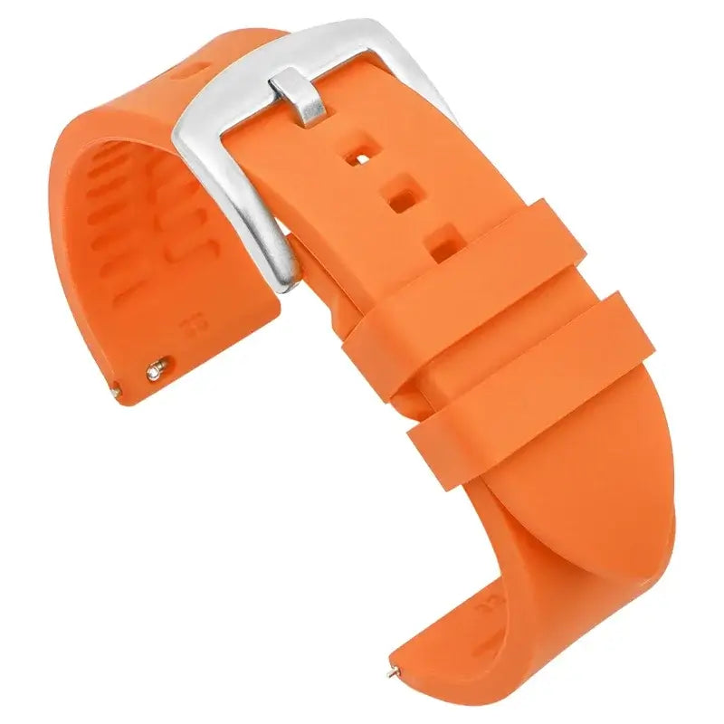 Samsung Galaxy Watch Smooth Silicone Quick-Release Band in Orange / Silver Buckle