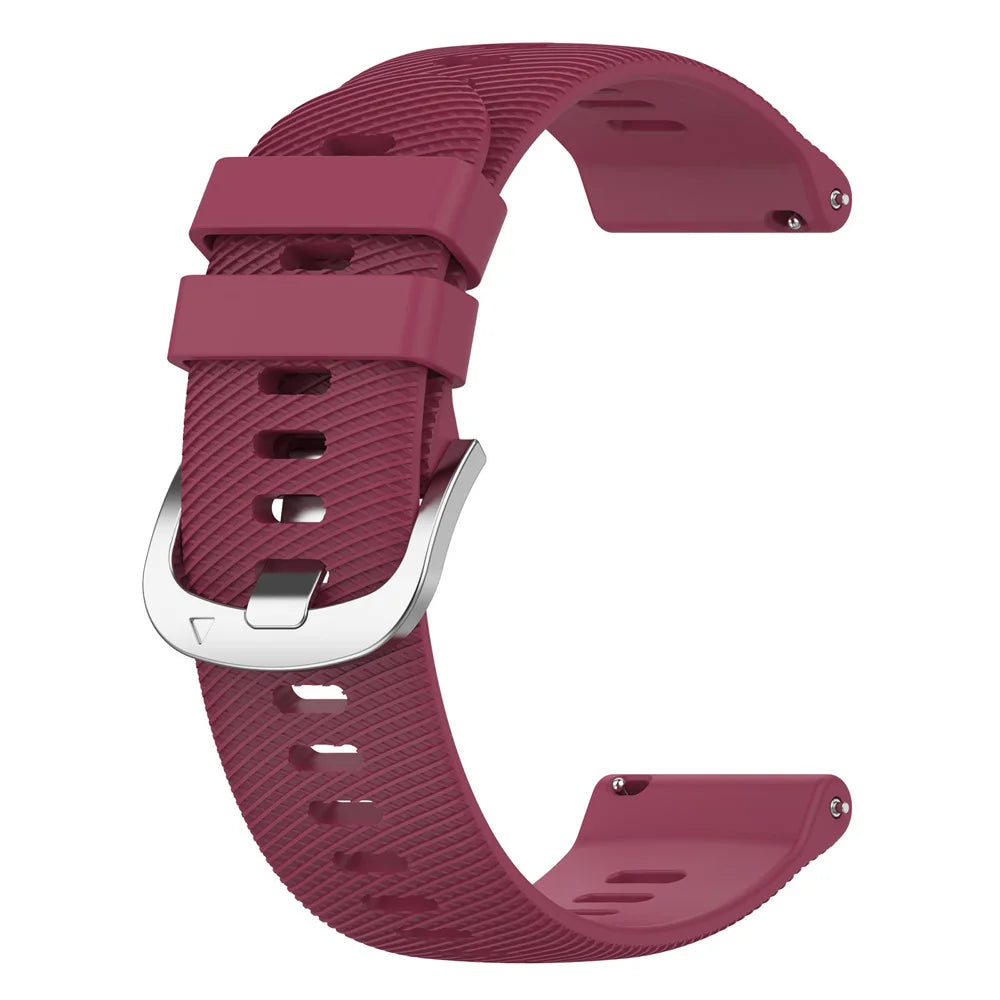 COROS Textured Silicone Sport Band in Solid and Two-Tone Colors – Wine Red / Silver Buckle