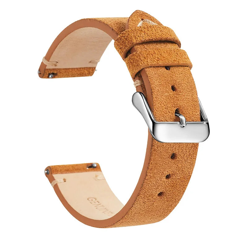 Motorola Moto Suede Leather Band with Buckle Color Options — Tan Brown / Silver Buckle