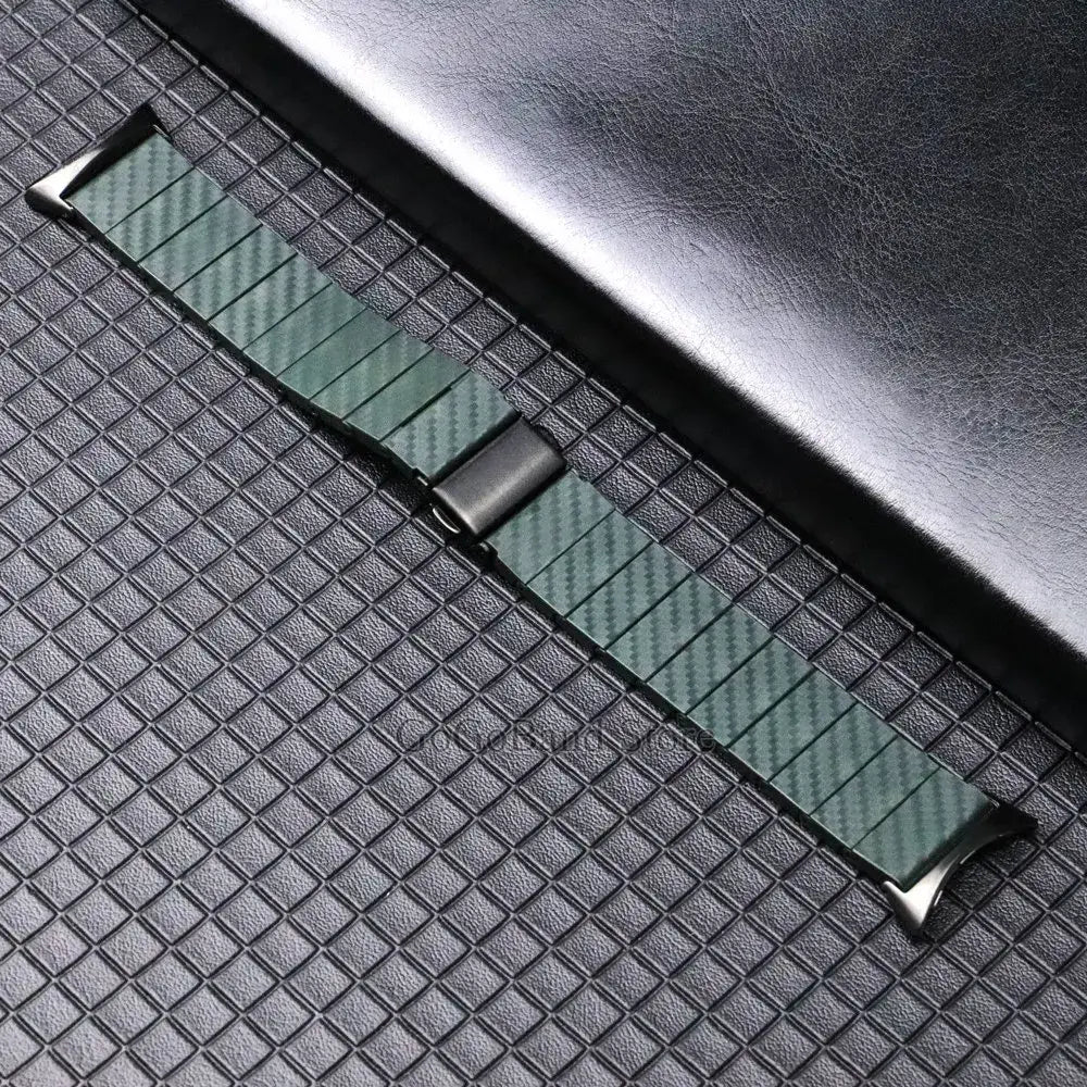 Carbon Pattern Link Google Pixel Watch Band in Green