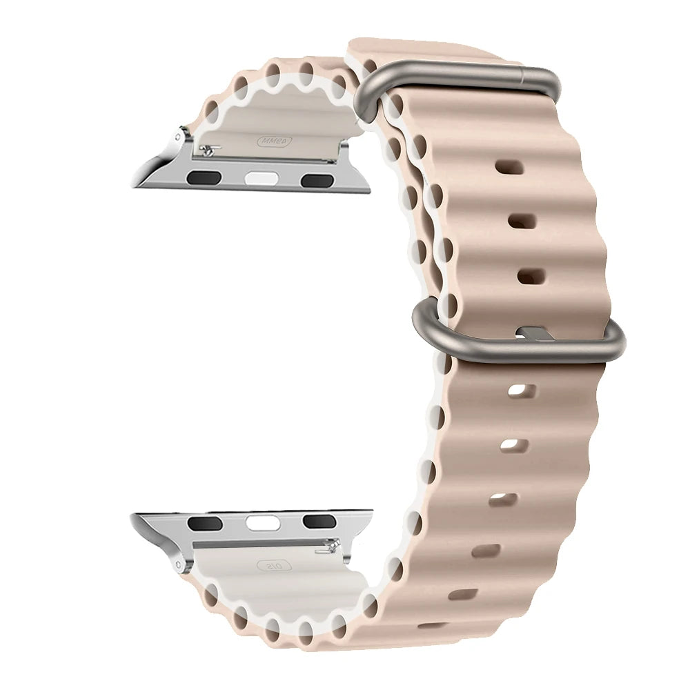 Ribbed Silicone Apple Watch Band - Solid & Two-Tone in Sand / Ivory