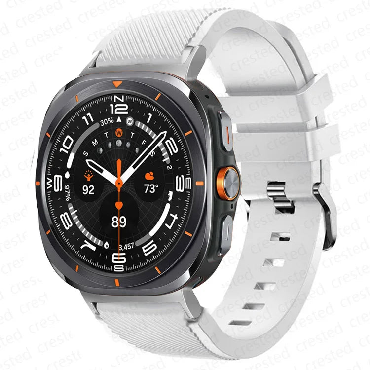 Samsung Galaxy Silicone Sport Watch Band - 20mm/Ultra+Ultra2 in white color, designed for comfortable daily wear and workouts.