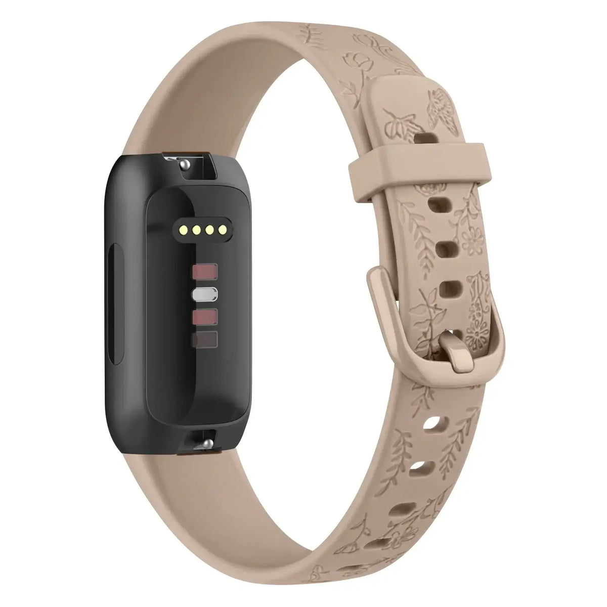 Fitbit Inspire 3 Floral-Engraved Silicone Band - Beige
