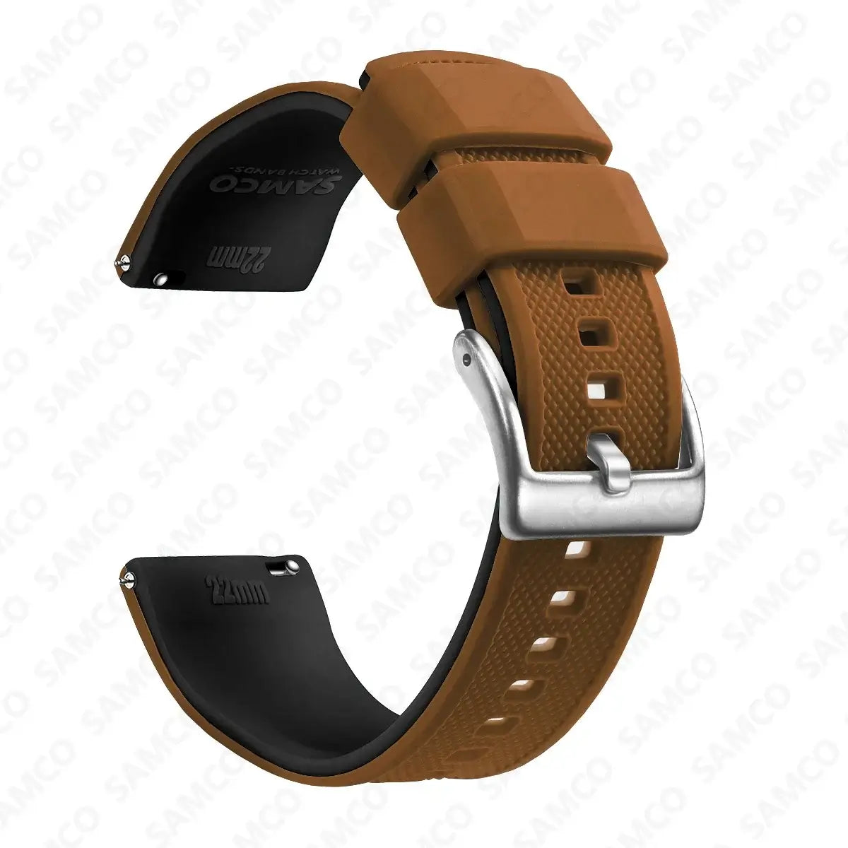 Amazfit Textured Silicone Band with Buckle Choices — Brown / Black / Silver Buckle