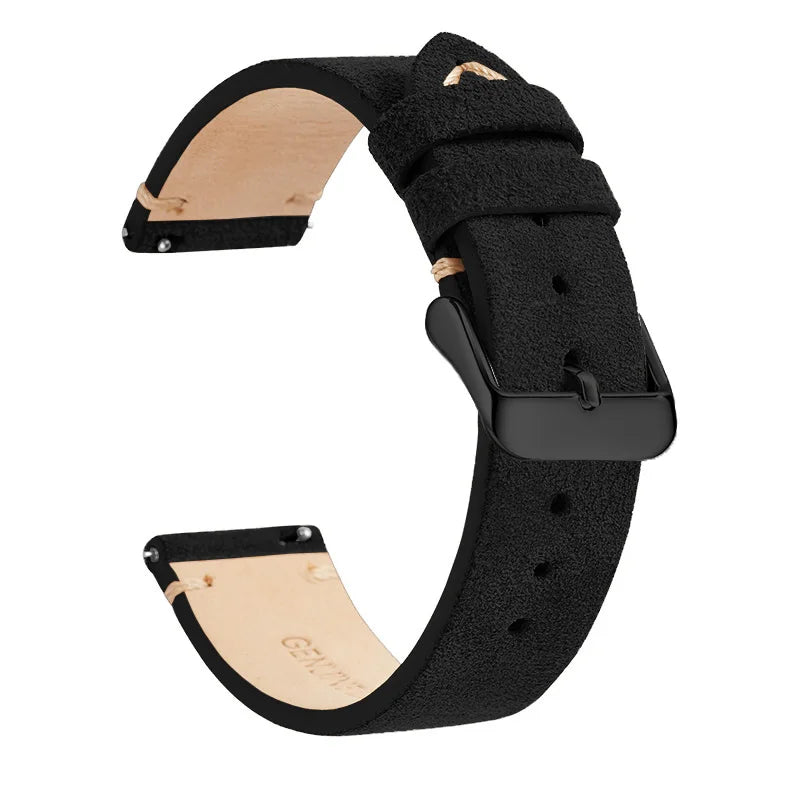 Motorola Moto Suede Leather Band with Buckle Color Options — Black / Black Buckle