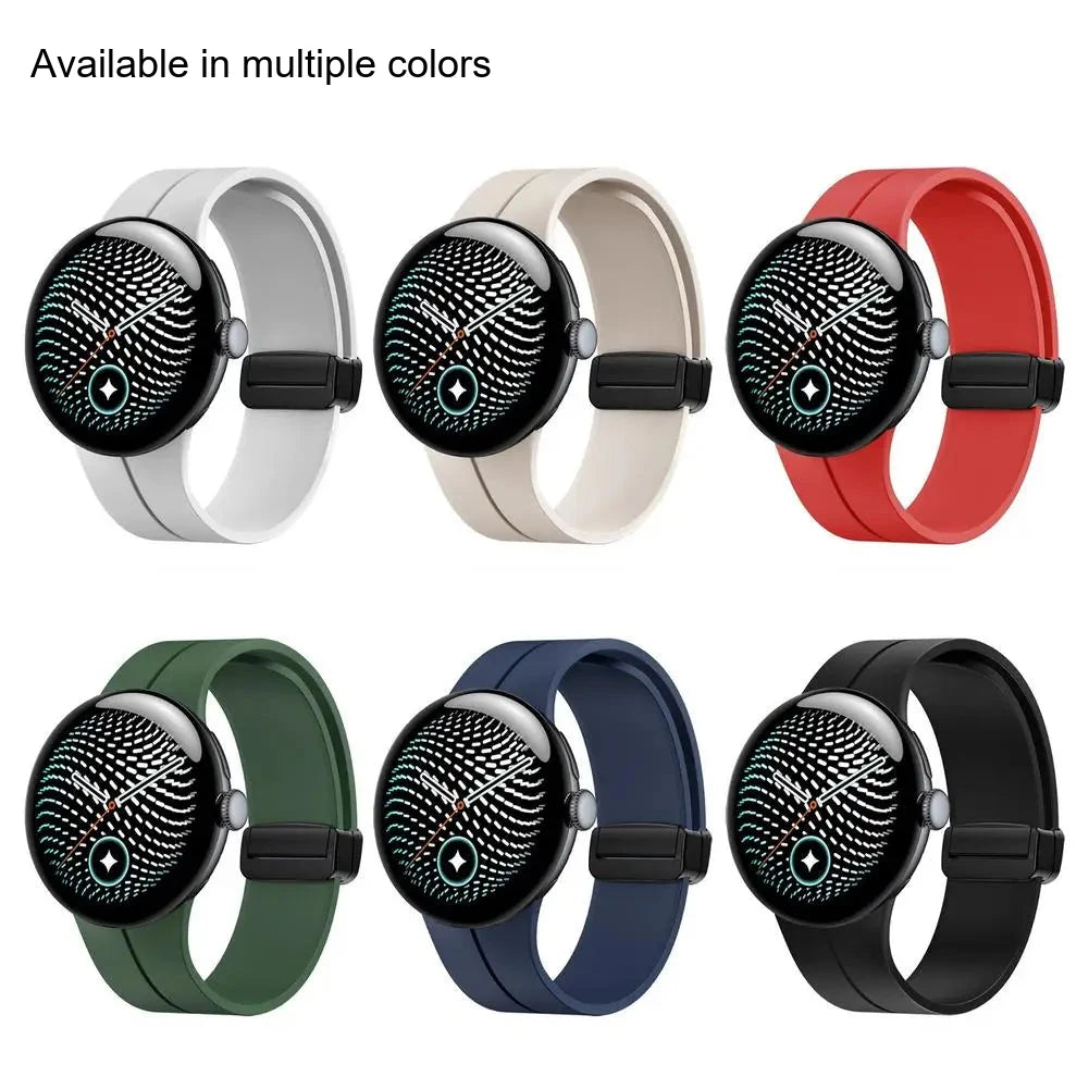 Google Pixel Watch 5, 4 and 3 Silicone Band, Magnetic Folding Buckle — material detail