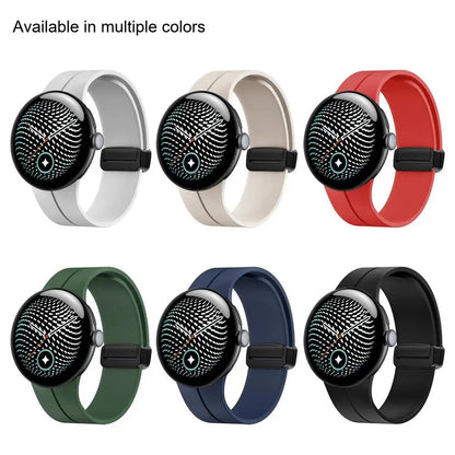 Google Pixel Watch 5, 4 and 3 Silicone Band, Magnetic Folding Buckle — material detail