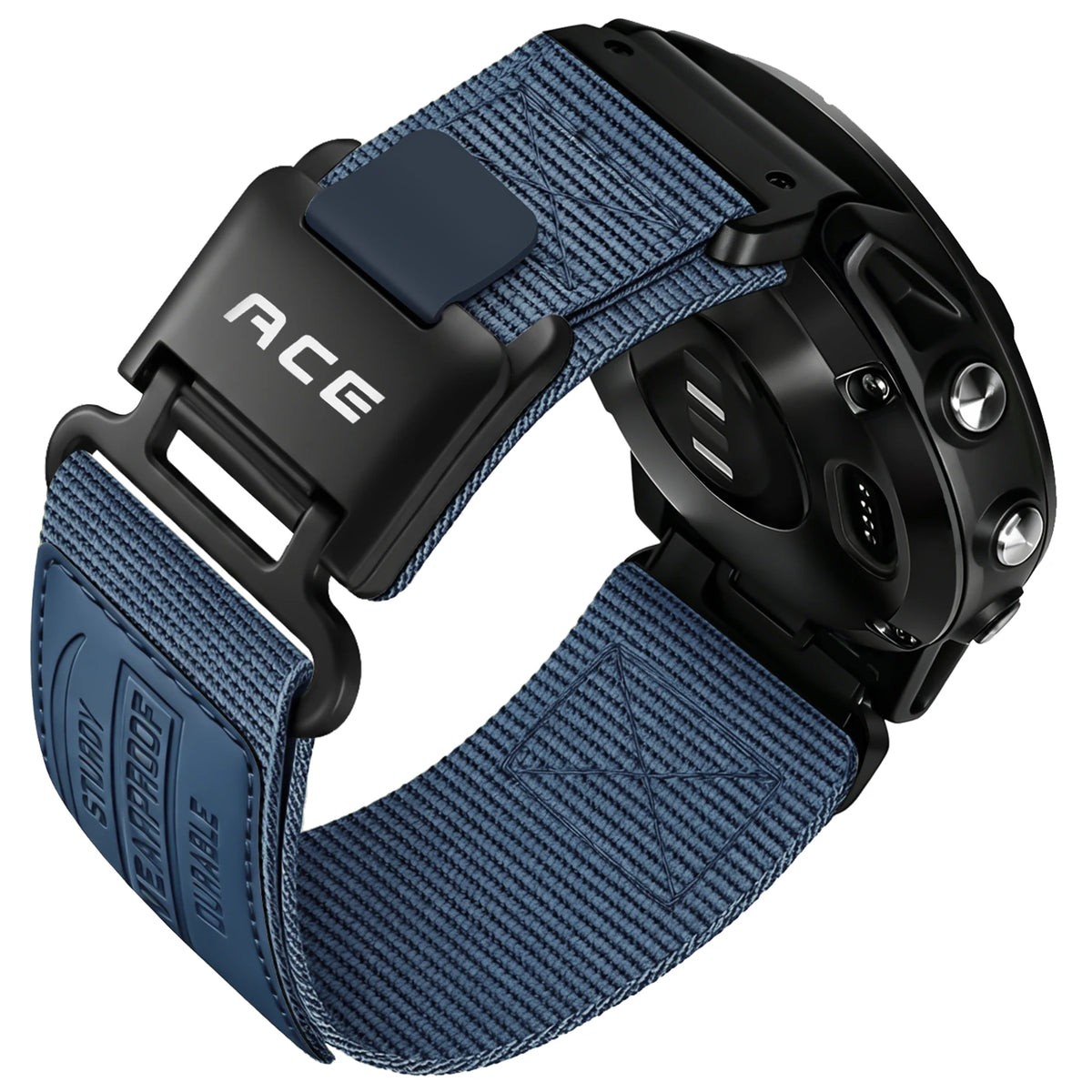 Blue Garmin QuickFit 22/26mm Rugged Nylon Band with Magnetic Buckle
