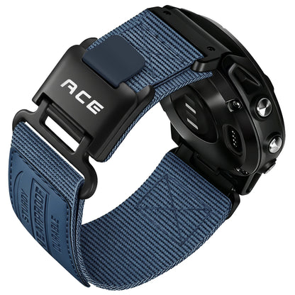 Blue Garmin QuickFit 22/26mm Rugged Nylon Band with Magnetic Buckle