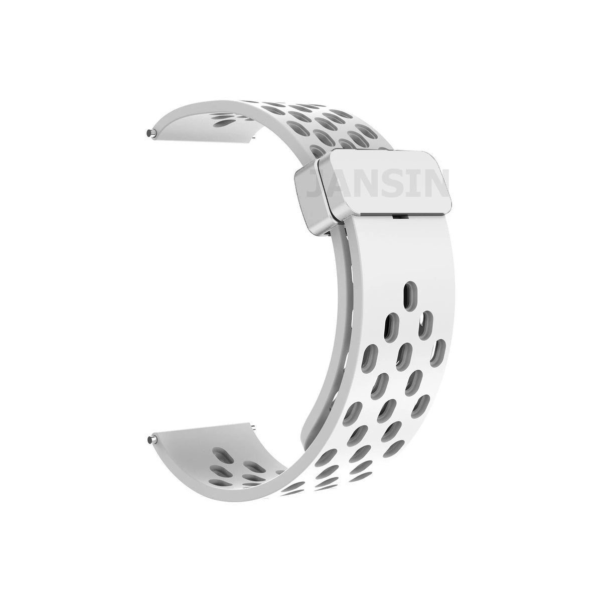 Polar Perforated Silicone Band with Magnetic Clasp — White / Silver Clasp