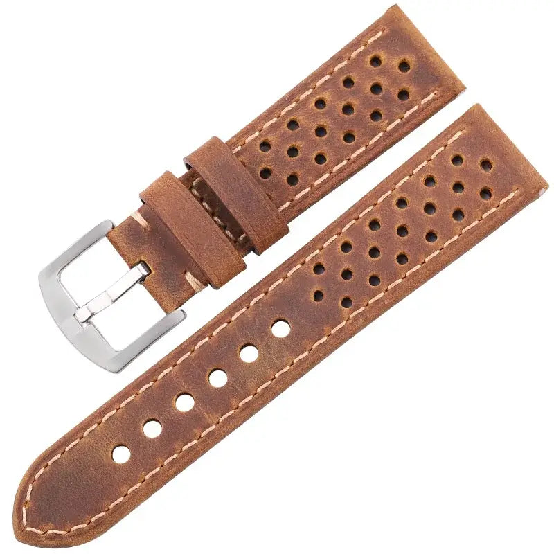 Samsung Galaxy Watch Perforated Leather Band in Brown / Silver Buckle