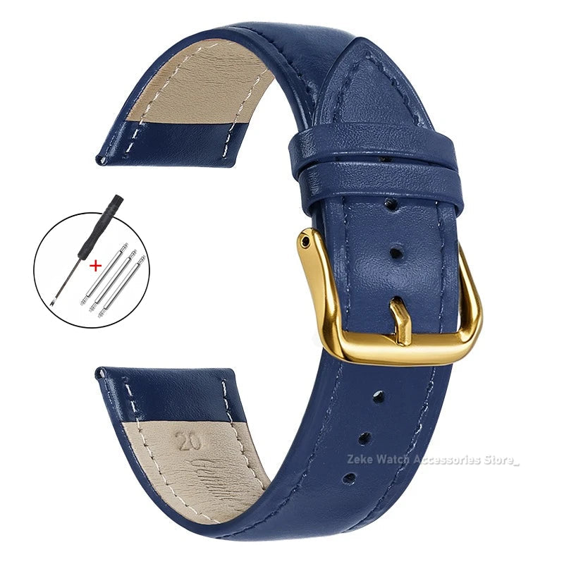 Garmin Slim Calfskin Band in Navy Blue with Gold Buckle