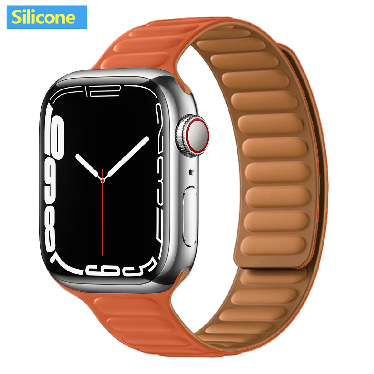 Magnetic Apple Watch Link Band - Leather & Silicone in Silicone / Coral