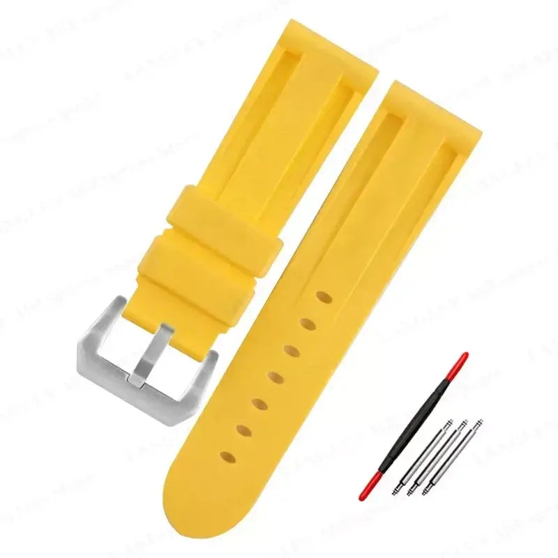 Suunto Recessed-Panel Silicone Band - Yellow / Silver Buckle