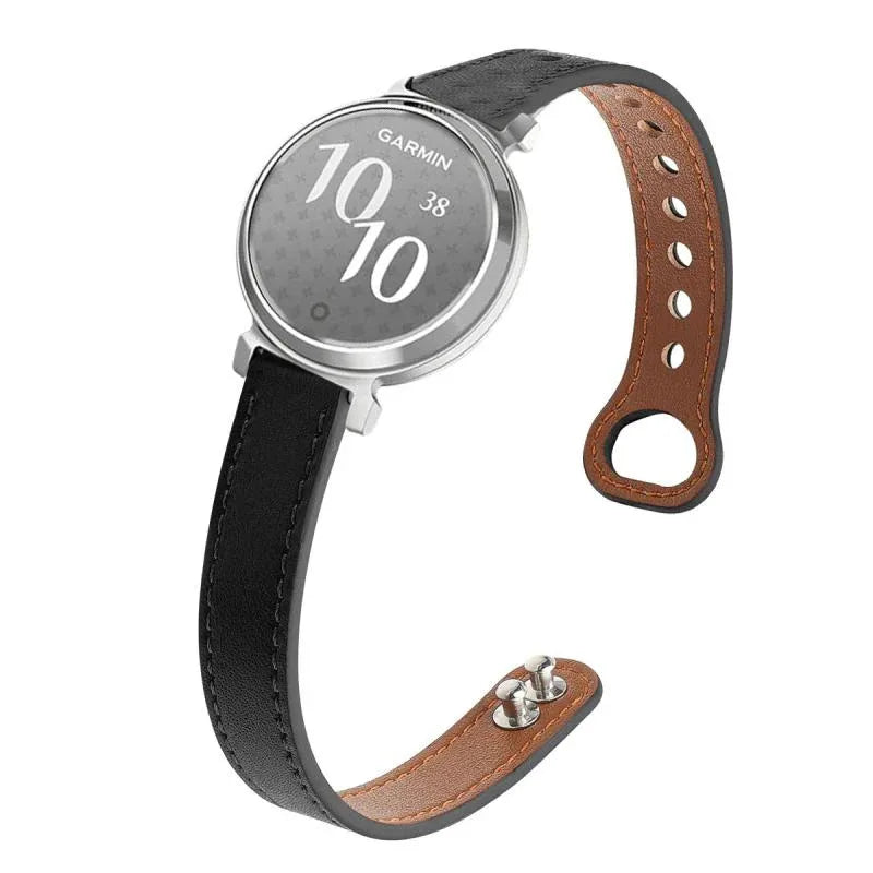 Garmin Lily 2 Slim Leather Band in black and brown