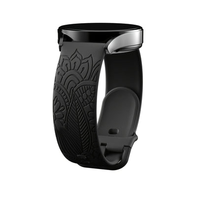 Garmin Engraved Mandala Silicone Band in Black