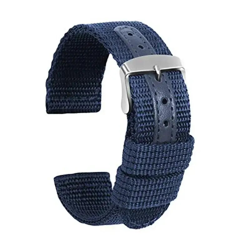 Suunto Textured Nylon Band with Center Detail - Navy band with silver buckle