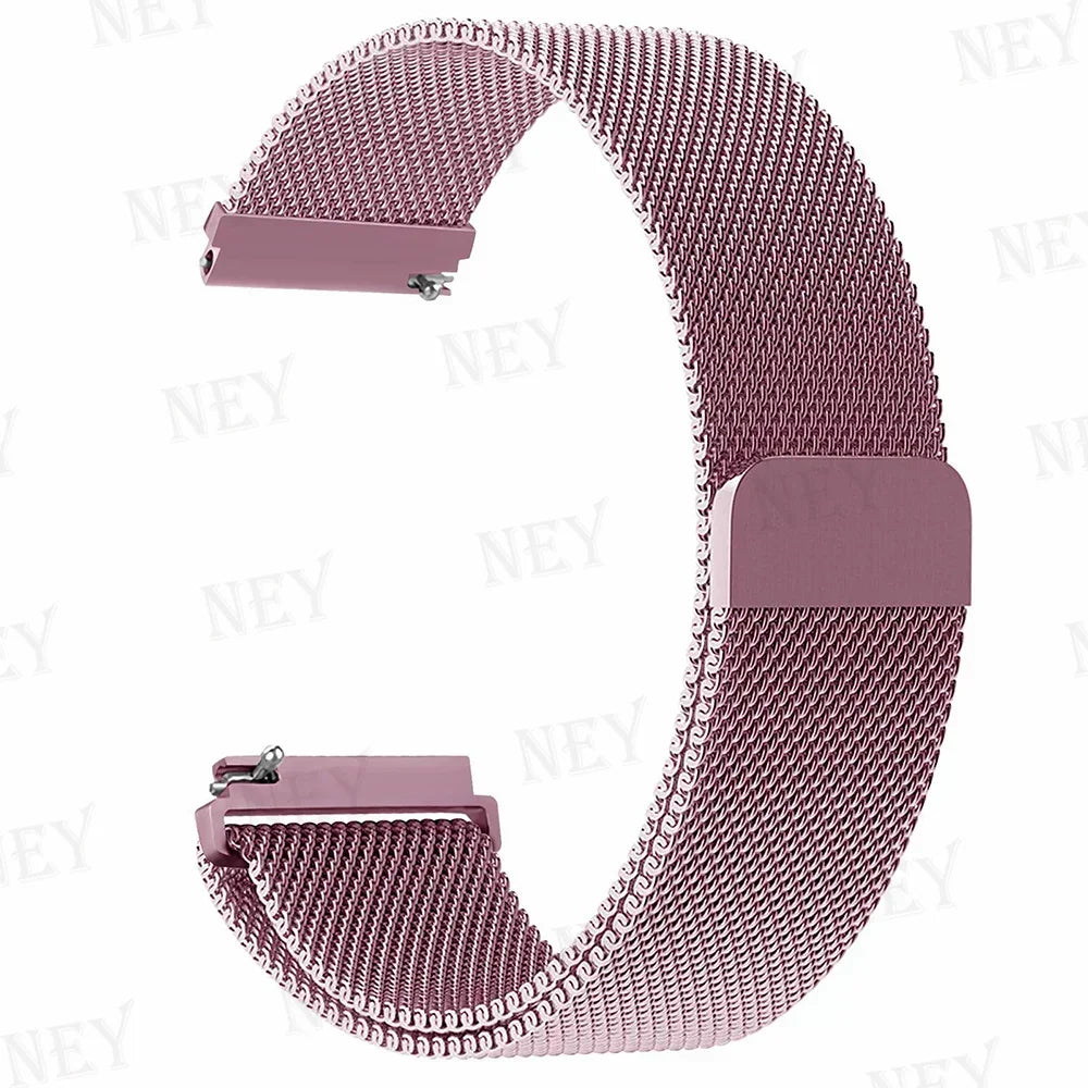 OnePlus Smartwatch Milanese Loop Band Magnetic Metal Bracelet Strap in pink, perfect for OnePlus Watch compatibility.