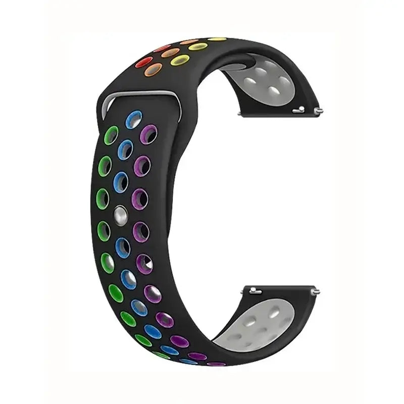 Amazfit Perforated Silicone Pin-and-Tuck Band — Black / Rainbow