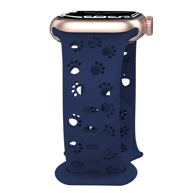 Paw Print Cutout Silicone Apple Watch Band in Midnight Blue