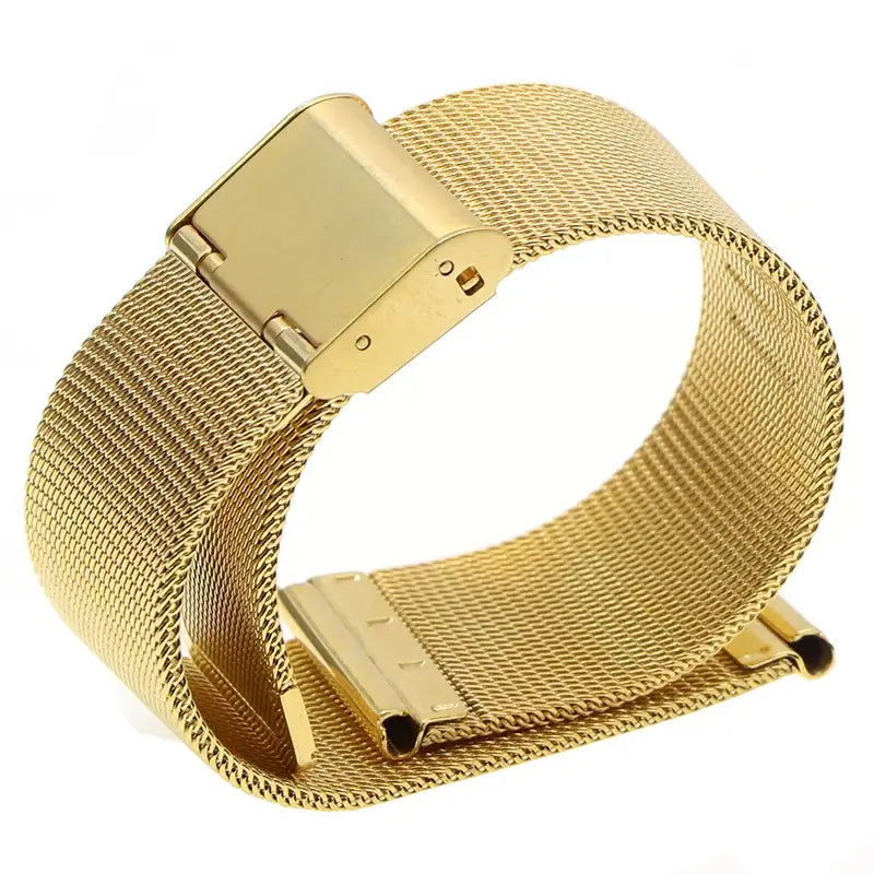 Gold mesh band with folding clasp for compatible Huawei watches