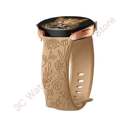 Garmin Rose Engraved Silicone Band in Khaki