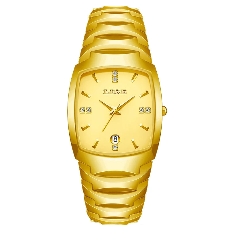 Women's Tonneau Crystal Marker Bracelet Watch — Gold Tone — BandsCo Straps
