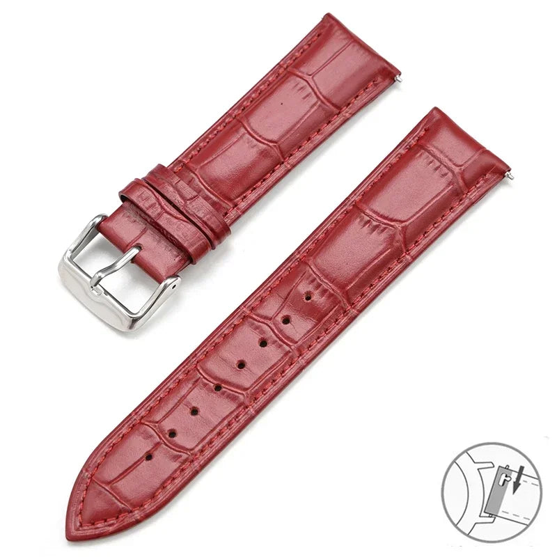 Garmin Croc-Embossed Leather Band in Red with Silver Buckle