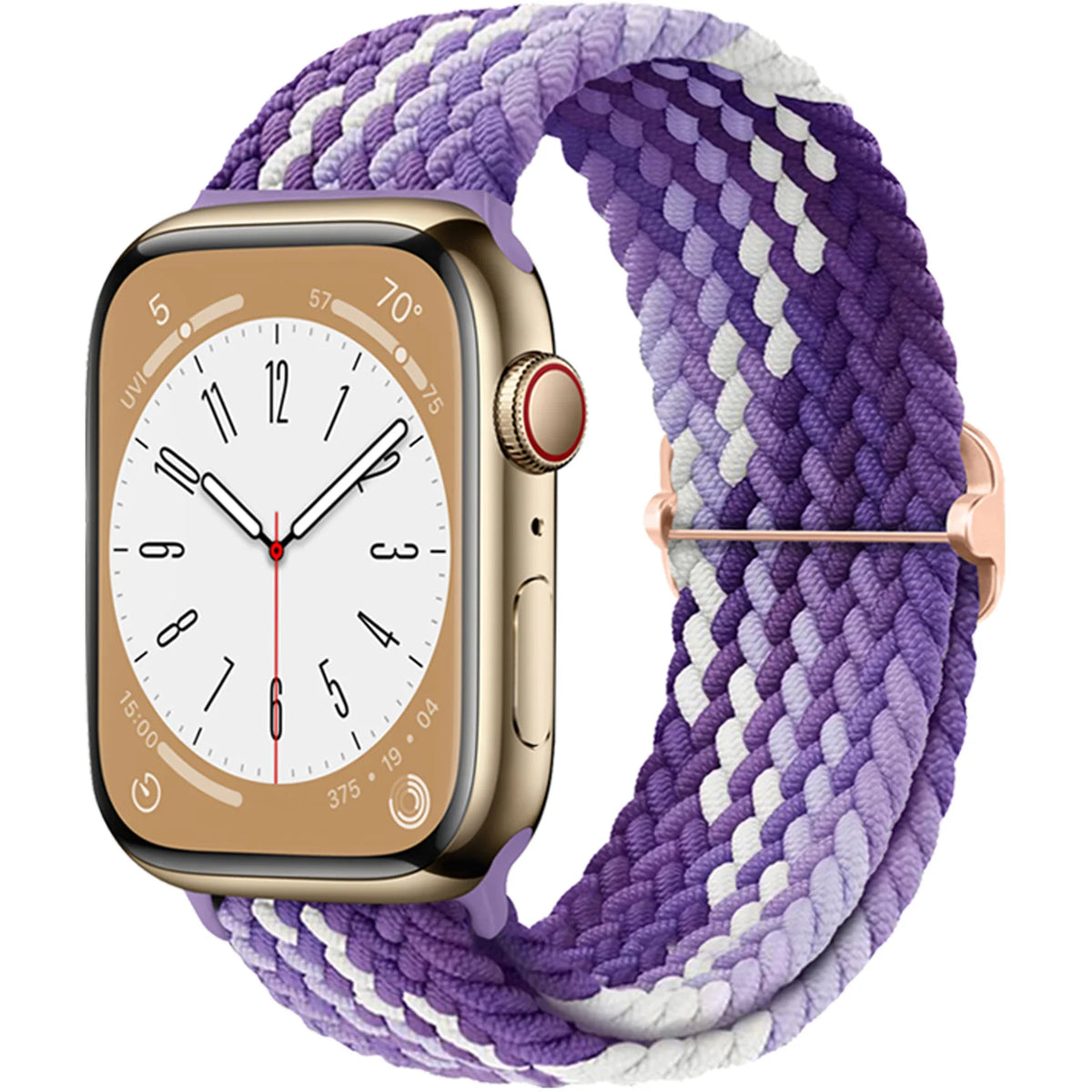 Stretch Braided Nylon Apple Watch Loop with Slider in Purple / Lavender Stripe