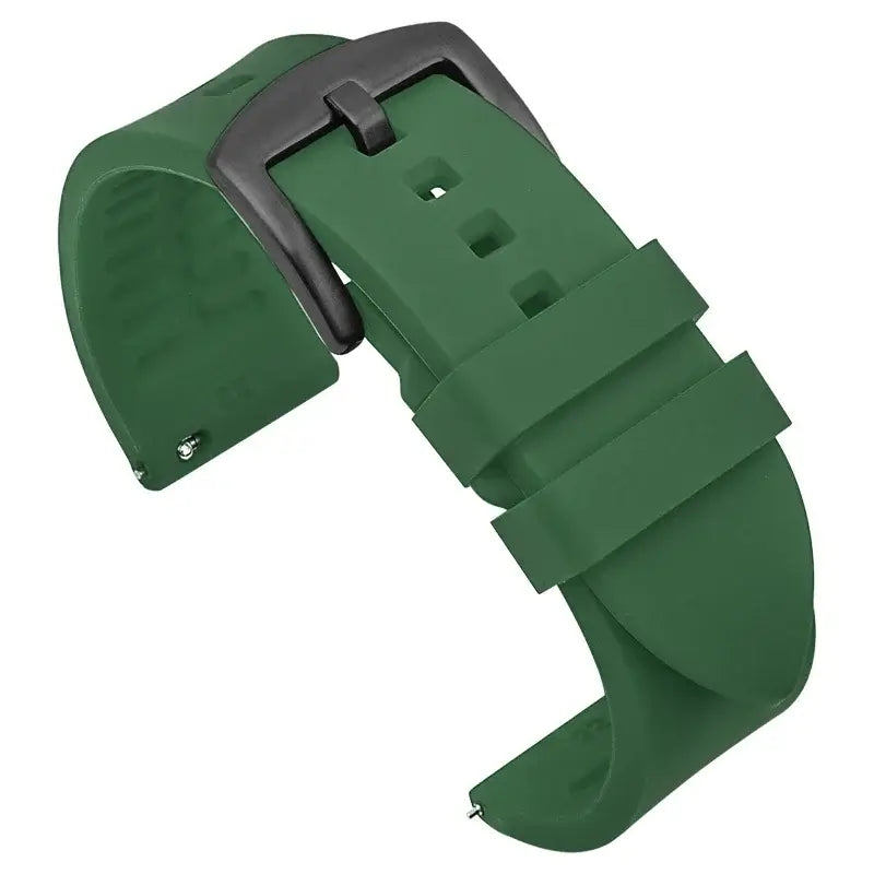 Smooth Silicone Band with Textured Underside in Green / Black Buckle for compatible Huawei watches